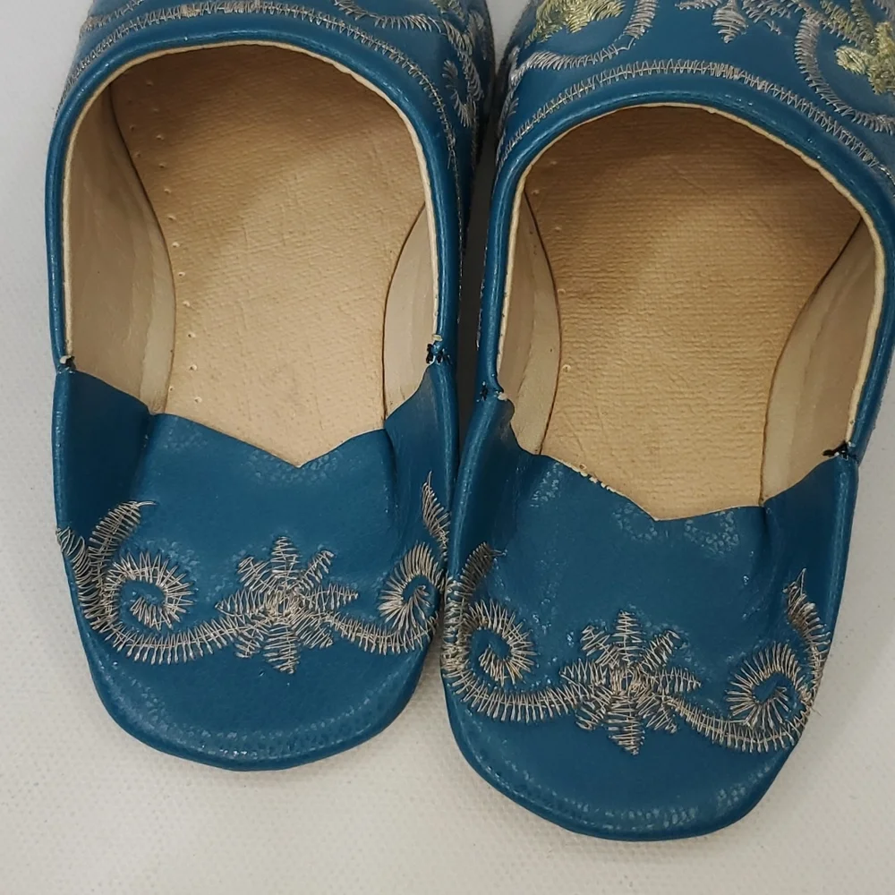 Moroccian leather embroidered slippers baby size... 3 or 4